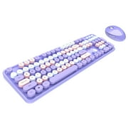 Mofii Sweet Keyboard Mouse Combo Mixed Color 2.4G Wireless Keyboard Mouse Set Circular Suspension Key Cap for PC Laptop Purple